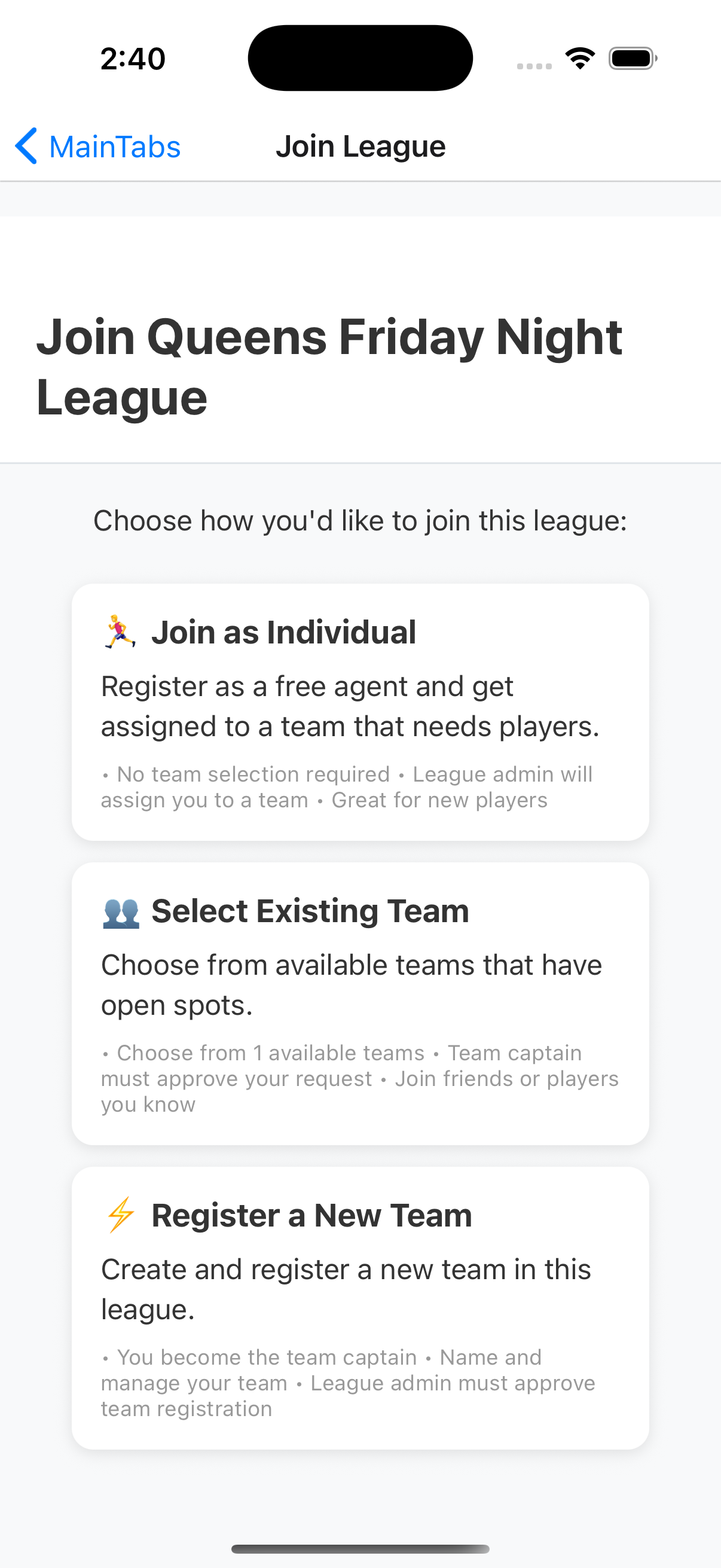 League Registration